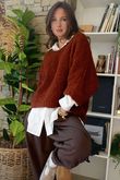 Hygge Boucle Slouch Knit Rust